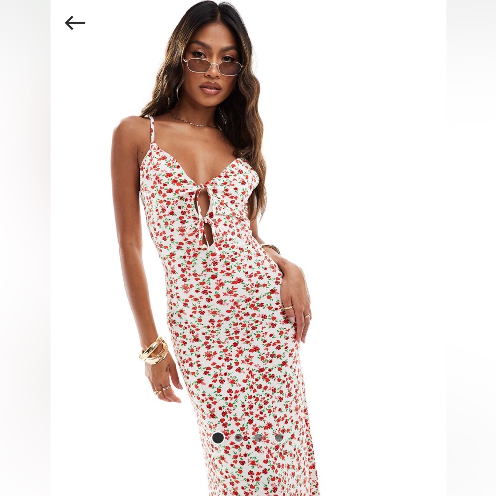 Asos Design Cami Tie Front Midaxi Dress in Floral Print